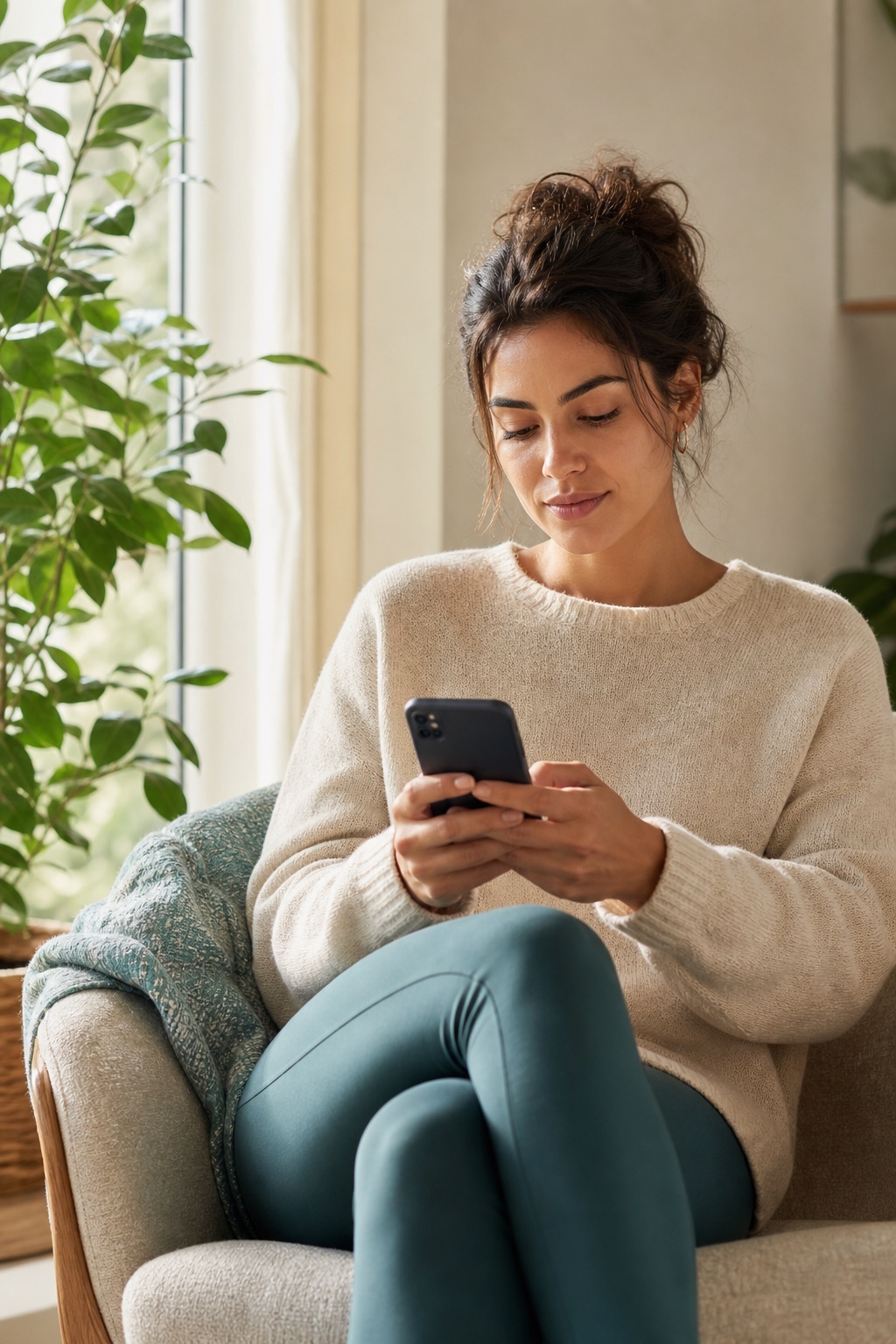 Calm person reflecting in a wellness setting